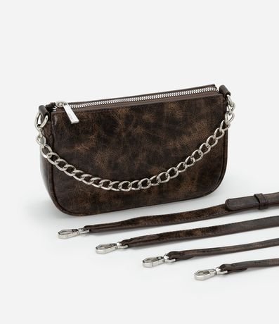 Cartera Baguette Pequeña Efecto Desteñida con Detalle de Cadena 7