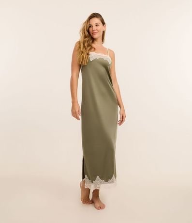 Camisón Larga en Microfibra con Detalles en Encaje 2