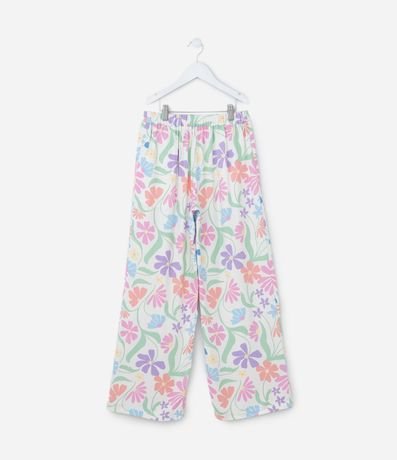 Pantalón Wide Leg Infantil en Chalis con Estampa Floral - Talle 5 A 14 años 3