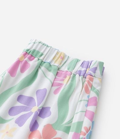 Pantalón Wide Leg Infantil en Chalis con Estampa Floral - Talle 5 A 14 años 5