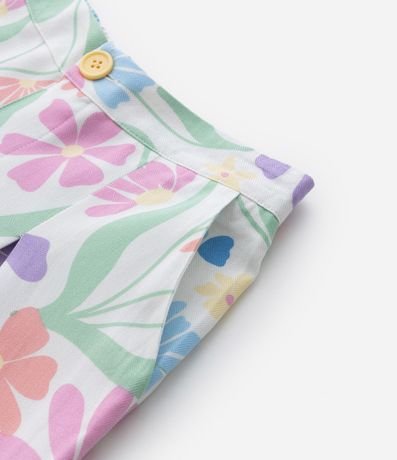 Pantalón Wide Leg Infantil en Chalis con Estampa Floral - Talle 5 A 14 años 6