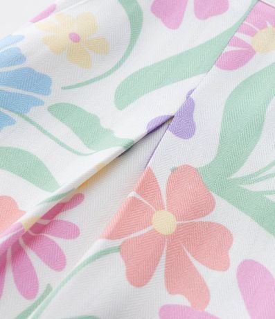 Pantalón Wide Leg Infantil en Chalis con Estampa Floral - Talle 5 A 14 años 7