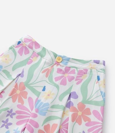 Pantalón Wide Leg Infantil en Chalis con Estampa Floral - Talle 5 A 14 años 8