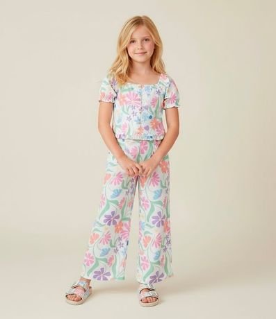 Blusa Infantil con Manga Abullonada y Estampa Floral - Talle 5 a 14 años 1