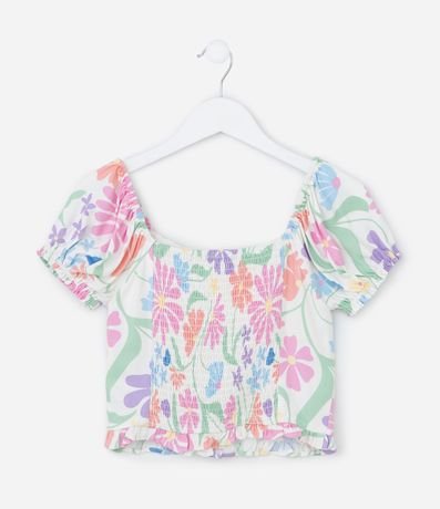 Blusa Infantil con Manga Abullonada y Estampa Floral - Talle 5 a 14 años 3
