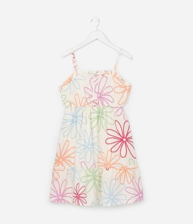 Vestido Infantil de Bretel fino en Viscosa con Estampa Floral - Talle 5 a 14 años 2