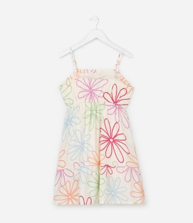 Vestido Infantil de Bretel fino en Viscosa con Estampa Floral - Talle 5 a 14 años 3