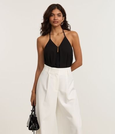 Pantalón Pantalona en Sastrería con Cintura Ancha y Pliegues 2