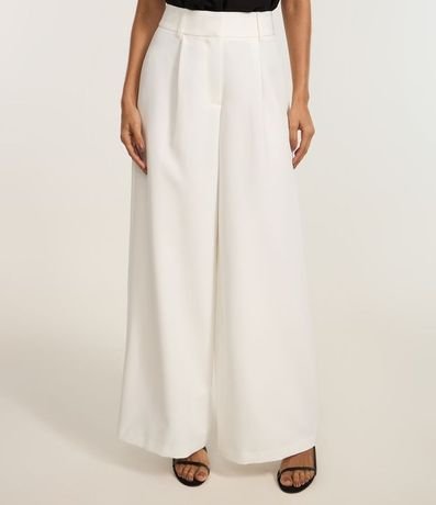 Pantalón Pantalona en Sastrería con Cintura Ancha y Pliegues 3