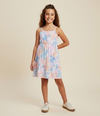 Vestido Infantil en Viscosa con Estampa de Lazos - Talle 5 a 14 años