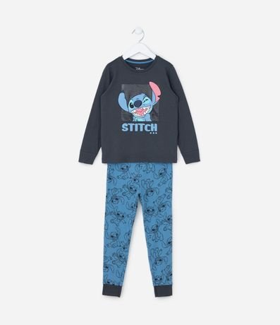 Pijama Infantil en Alogdón con Estampa Stitch - Talle 4 a 10 años