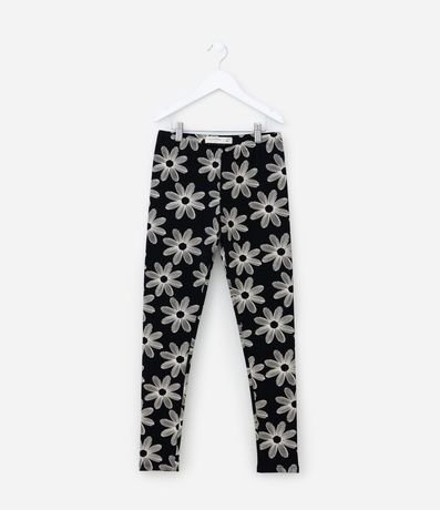 Pantalón Legging Infantil con Estampa Flores - Talle 5 a 14 años