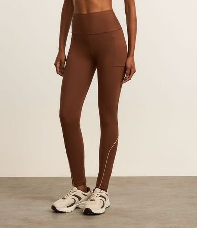 Pantalón Legging Deportiva en Microfibra Pesada con Cintura Alto y Bolsillos Laterales 3