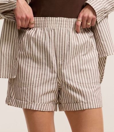 Short en Sarga con Rayas en Hilo Teñido y Ruedo Plegado 3