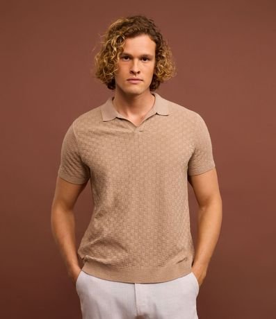 Camisa Regular con Cuello Polo y Textura Trenzada 1