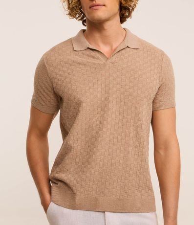 Camisa Regular con Cuello Polo y Textura Trenzada 3