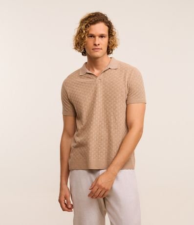 Camisa Regular con Cuello Polo y Textura Trenzada 4