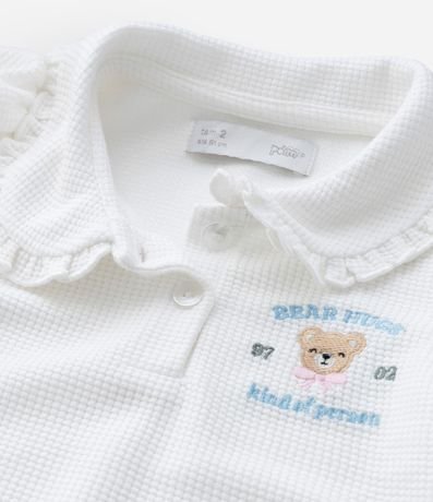 Remera Infantil con Manga Abullonada y Bordado Oso - Talle 1 a 6 Años 6