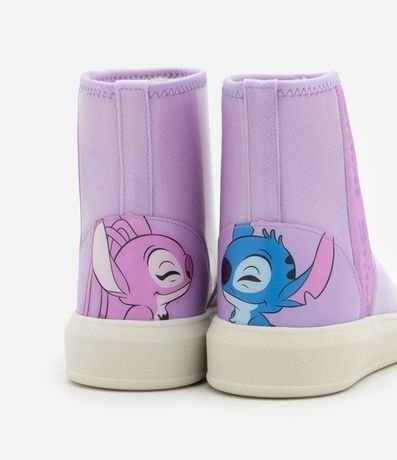 Bota Infantil con Forro Peluditos y Estampa Stitch y Angel - Talle 28 a 34
