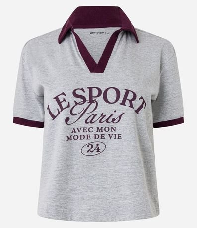 Remera Boxy Sportcore con Cuello Polo Contrastante 8