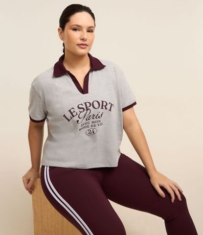 Remera Boxy Sportcore con Cuello Polo Contrastante