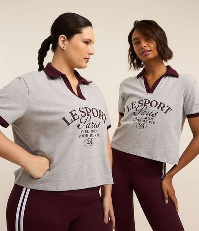 Remera Boxy Sportcore con Cuello Polo Contrastante 2