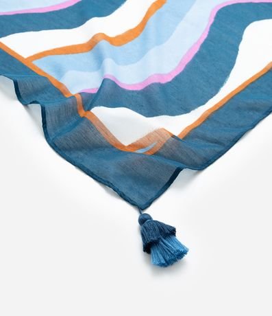 Canga Rectangular en Chiffon Estampado de Ondas y Borla 2