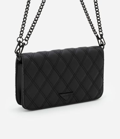 CarteraTransversal Pequeña con Textura Capitoneada y Correa de Cadena