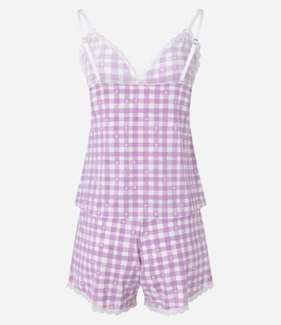 Pijama Short Doll en Microfibra con Estampa de Cuadros Vichy 6
