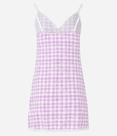 Camisón Corta en Microfibra con Bretel Fino y Estampa de Cuadros Vichy 5