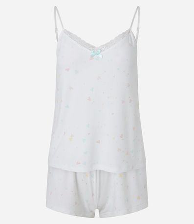 Pijama Short Doll en Peach Touch con Bretel Fino y Estampa de Mini Corazón 4