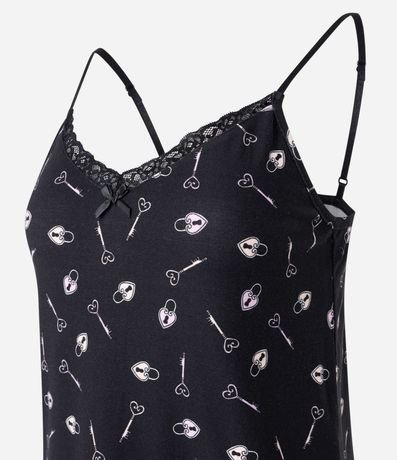 Pijama Short Doll Bretel Fino en Peach Touch y Estampa de Llaves 6