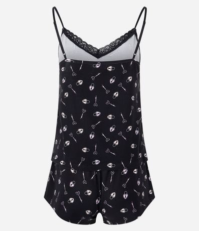 Pijama Short Doll Bretel Fino en Peach Touch y Estampa de Llaves 7