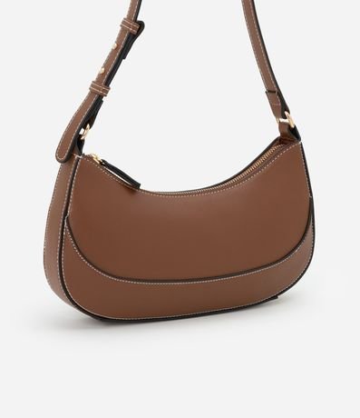 Bolsa Baguette Pequeña con Costura Contrastante Boho Romántico 1