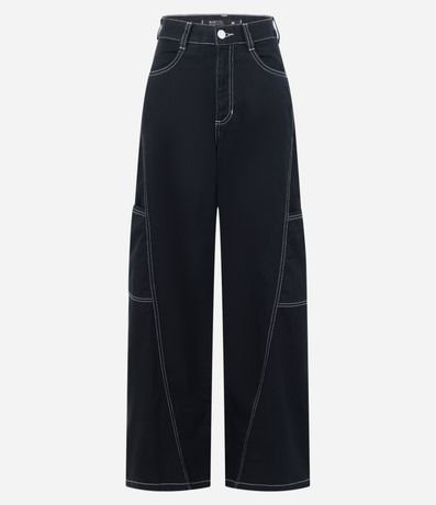 Pantalón Wide Leg en Sarga con Bolsillo Cargo Incorporado 6