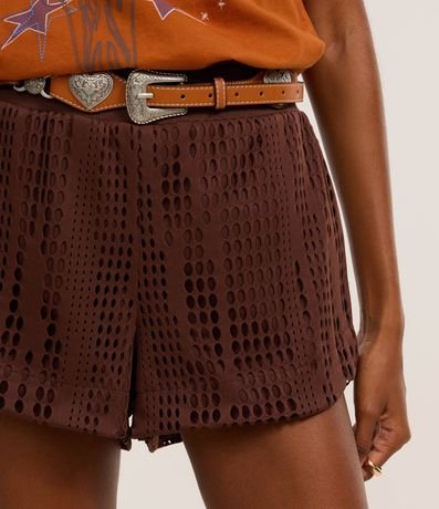 Short Regular con Textura Perforada y Cintura de Punto 4