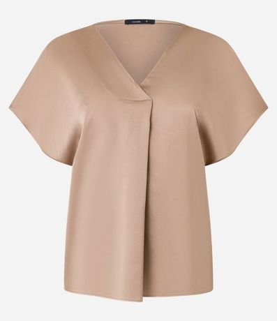 Blusa Suelta y Satinada con Pliegue Delantero 5