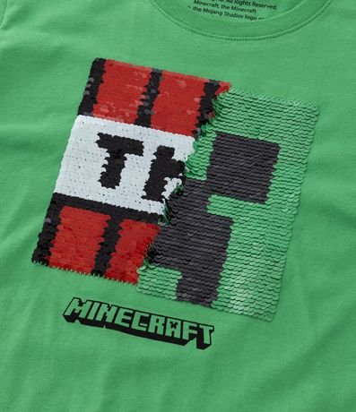 Remera Infantil con Estampa Minecraft en Lentejuelas - Talle 5 a 14 años 6