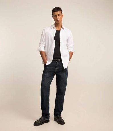 Pantalón Recto en Jeans Etiqueta Aplicada