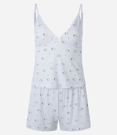 Pijama Short Doll en Rib con Estampa de Mini Snoopy 4