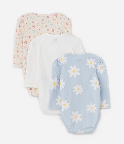 Kit 03 Bodies Infantiles con Estampa Floral - Talle RN a 18 meses 2