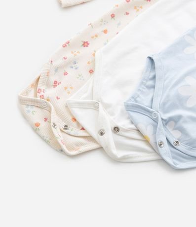 Kit 03 Bodies Infantiles con Estampa Floral - Talle RN a 18 meses 3
