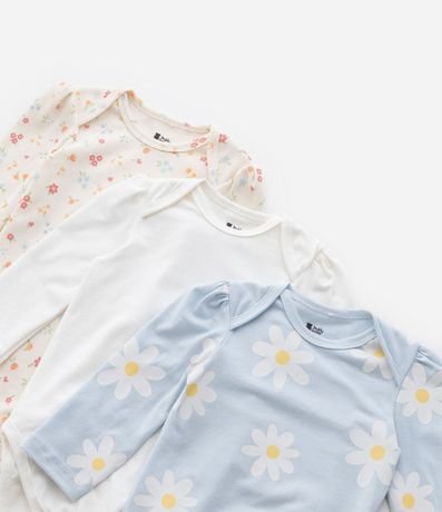 Kit 03 Bodies Infantiles con Estampa Floral - Talle RN a 18 meses 4