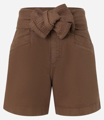 Short Corto en Sarga con Elastano y Cinturón 5