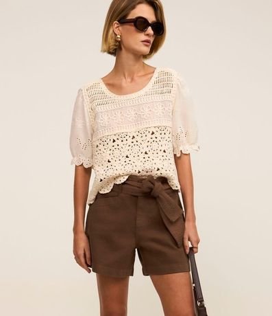 Short Corto en Sarga con Elastano y Cinturón 2