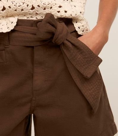Short Corto en Sarga con Elastano y Cinturón 4