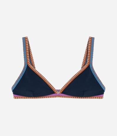 Bikini Top Triângulo Fixo en Microfibra con Costura Contrastante 5