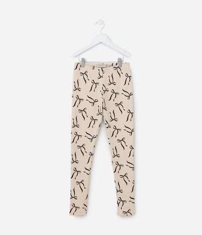 Pantalón Legging Infantil Calentito con Estampa Moñas - Talle 5 a 14 años