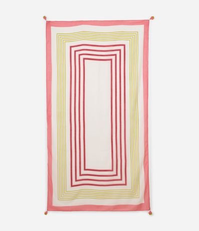 Canga Rectangular en Chiffon con Estampado Geométrico y Borlas 2