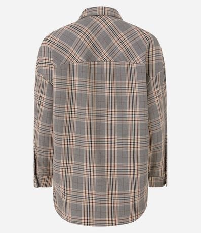 Camisa Oversized en Crepé de Cuadros con Bolsillos 7